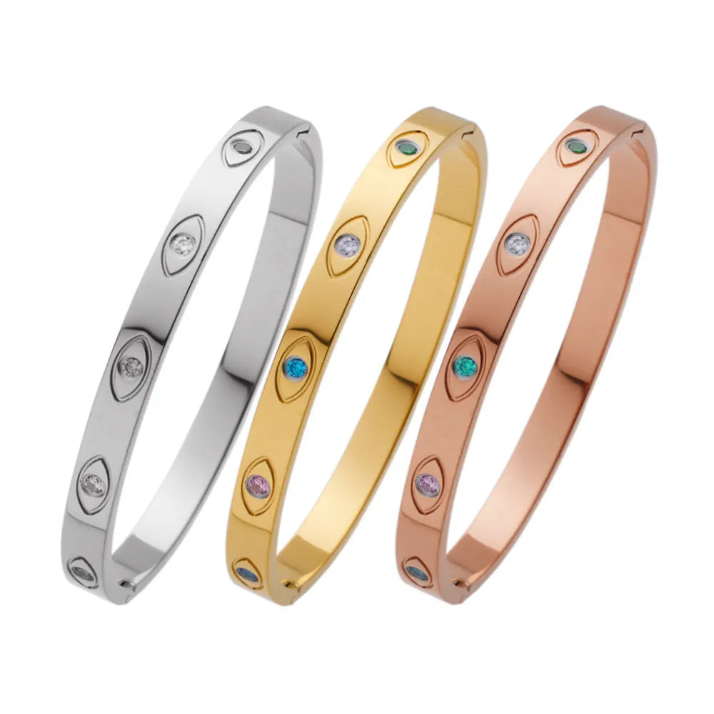 Non-fading electroplated stainless steel bracelet for women in B037 Golden Eyes colour fashion OL style