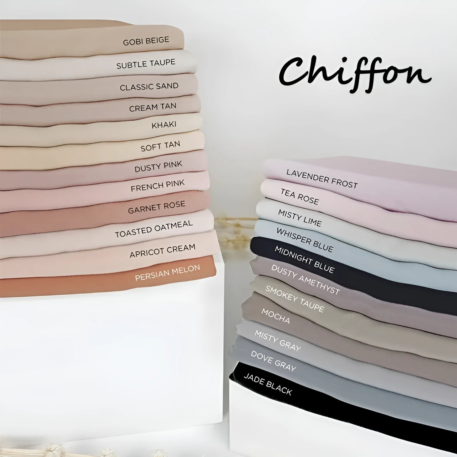 Solid colour pearl chiffon scarf head covering 70x180cm in monochrome shade