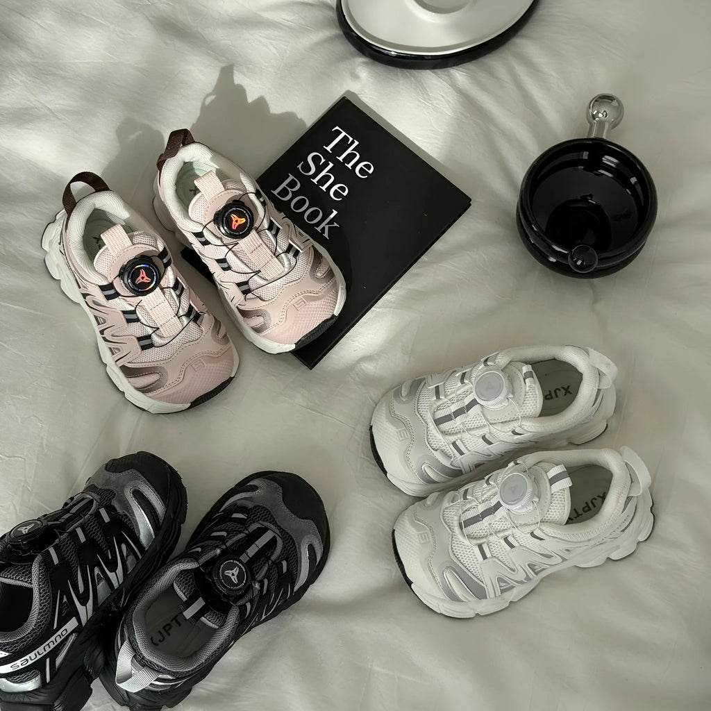 Girls solid colour casual slip-on sneakers in beige, made from lightweight PU leather mesh.