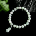 Ice jade bracelet with 8mm flower-shaped jade purse charm in national style