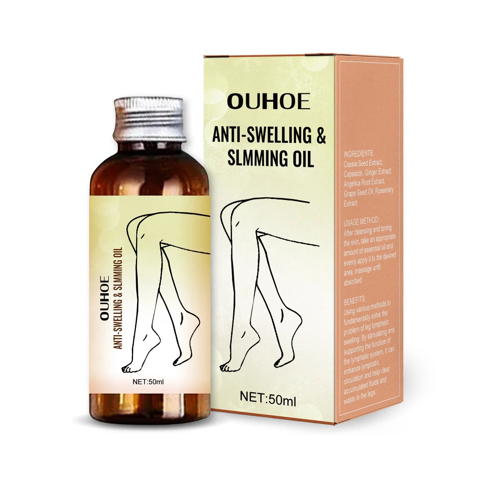 50ml bottle of moisturising essential oil for body care with six botanical extracts