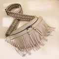 Retro-style pleated messenger crossbody bag in PU leather with a tassel, shown in macaron-gray.