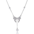 S925 silver butterfly heart pendant on adjustable 40-45cm O-ring clavicle chain