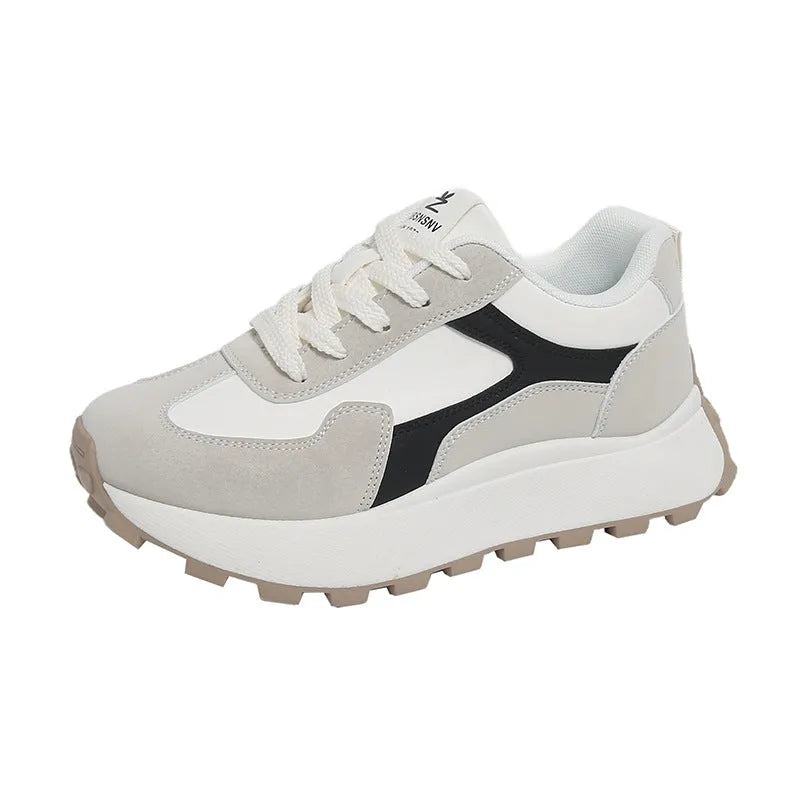 Women's low-top platform sports shoes in three colours with a lace-up front and flat rubber sole.