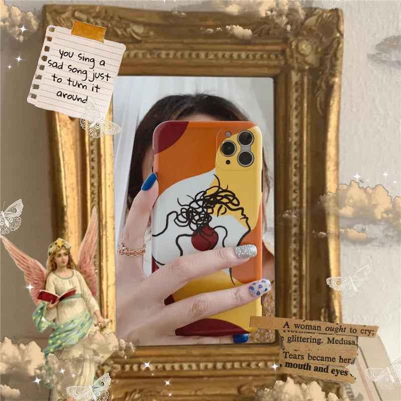 Orange yellow line painting cartoon design soft silicone iPhone case for Apple iPhone 11 Pro Max