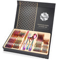 24 piece 18/10 stainless steel cutlery set with knife fork and spoon in black finish