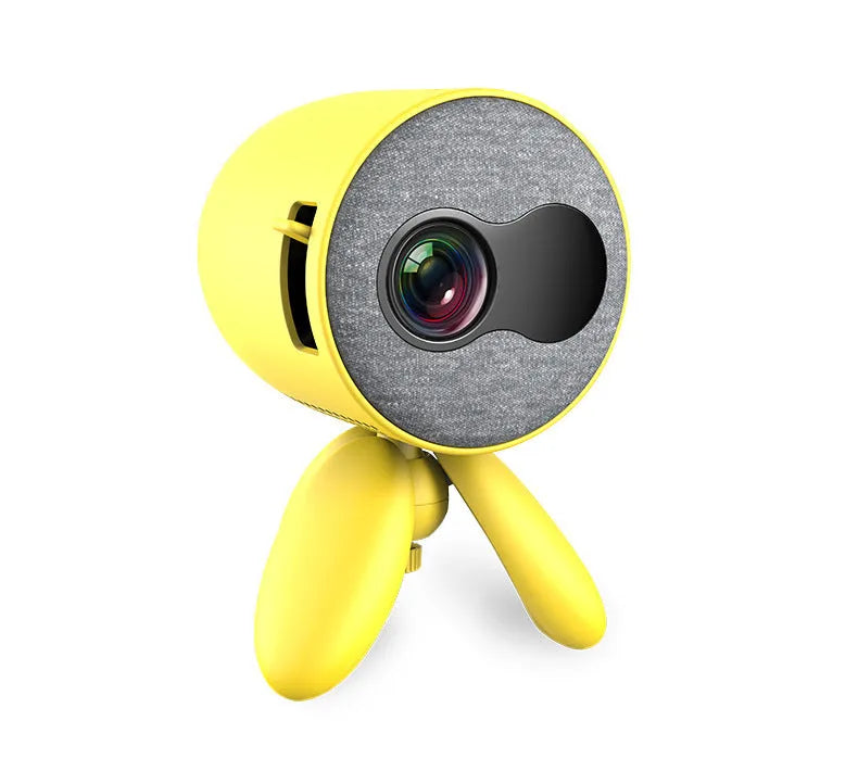 YG220 portable LED projector in white or yellow colour showing compact 0.7kg design with 1080P support
