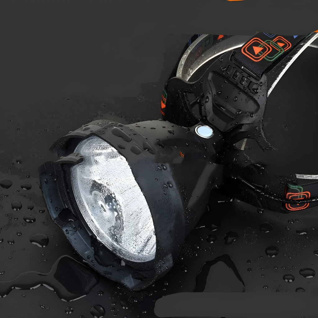 Head-mounted night fishing lamp with aluminium alloy body and 10W LED light source