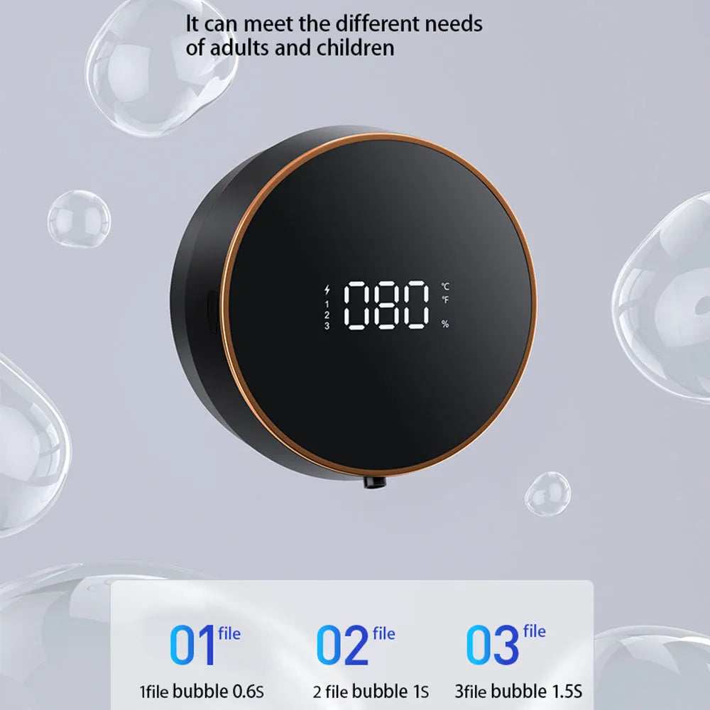Smart sensor foam dispenser with USB charging port mounted on bathroom wall