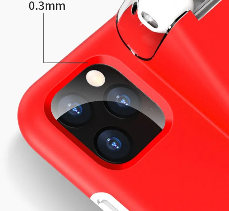 Black matte acrylic and silicone 2-in-1 case cover for AirPods charging case and compatible iPhone.