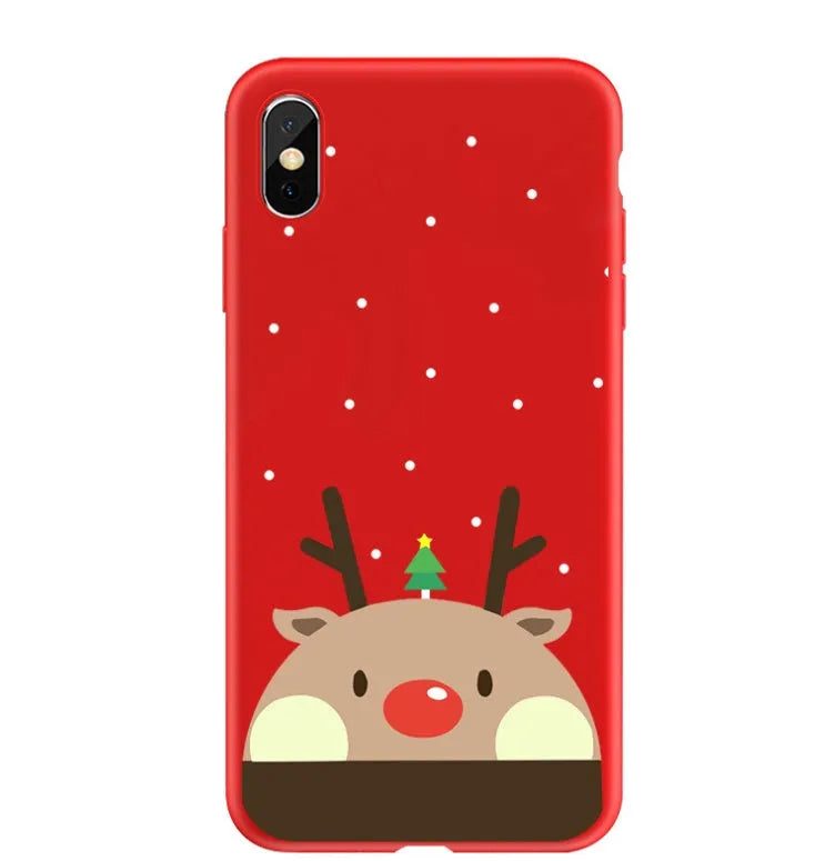 Christmas-themed painted back cover case for iPhone models 6 through XS Max.