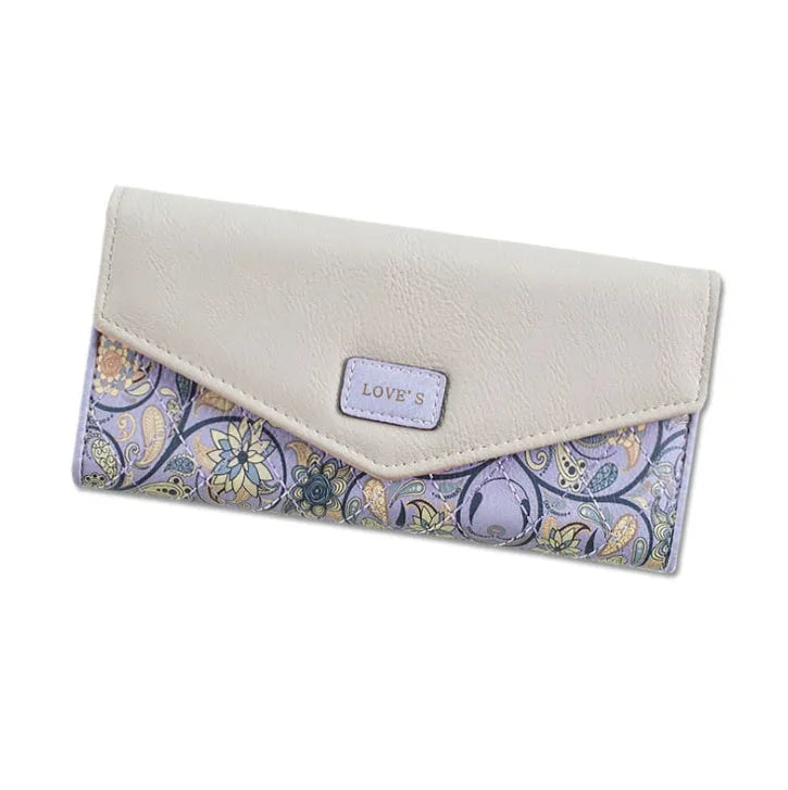 Three-fold PU leather wallet with buckle closure showing clip and colour options