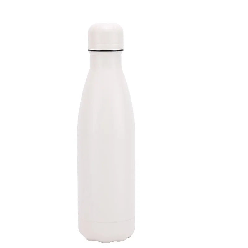 Insulated stainless steel water bottle mug with rubber painted surface and vacuum flask design in multiple colours