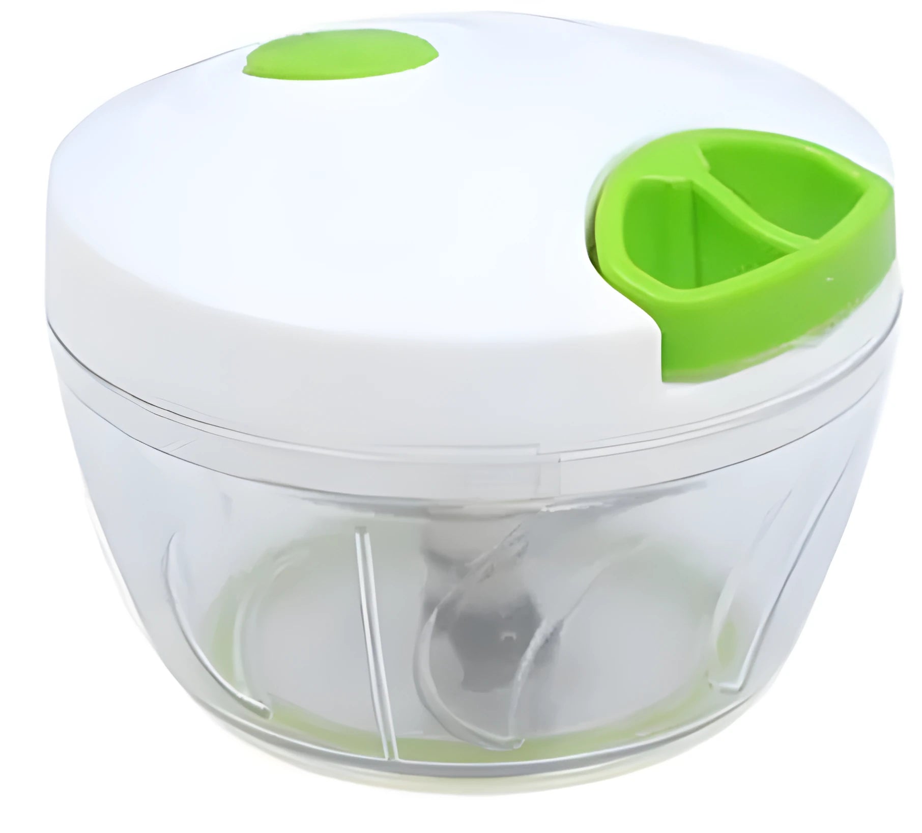 Green manual kitchen chopper with three stainless steel blades and a 500ml capacity.