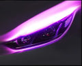 Flexible silicone car LED strip for daytime running lights and animated turn signals on a vehicle headlight.