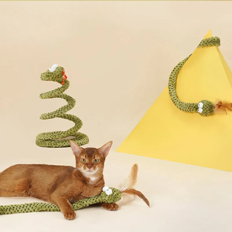 Green feather cat teasing stick on 140cm pole for interactive play