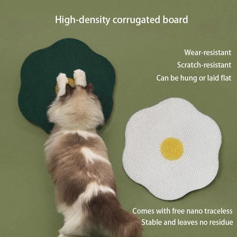 Grey wall mounted cat scratching board with corrugated surface measuring 40cm by 37.3cm