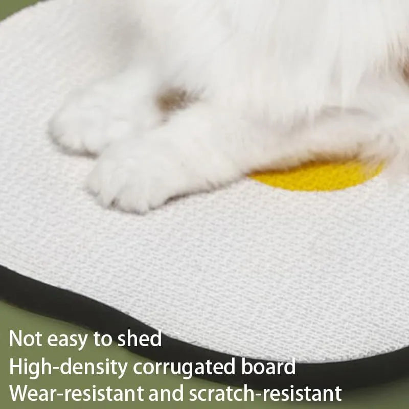 Grey wall mounted cat scratching board with corrugated surface measuring 40cm by 37.3cm