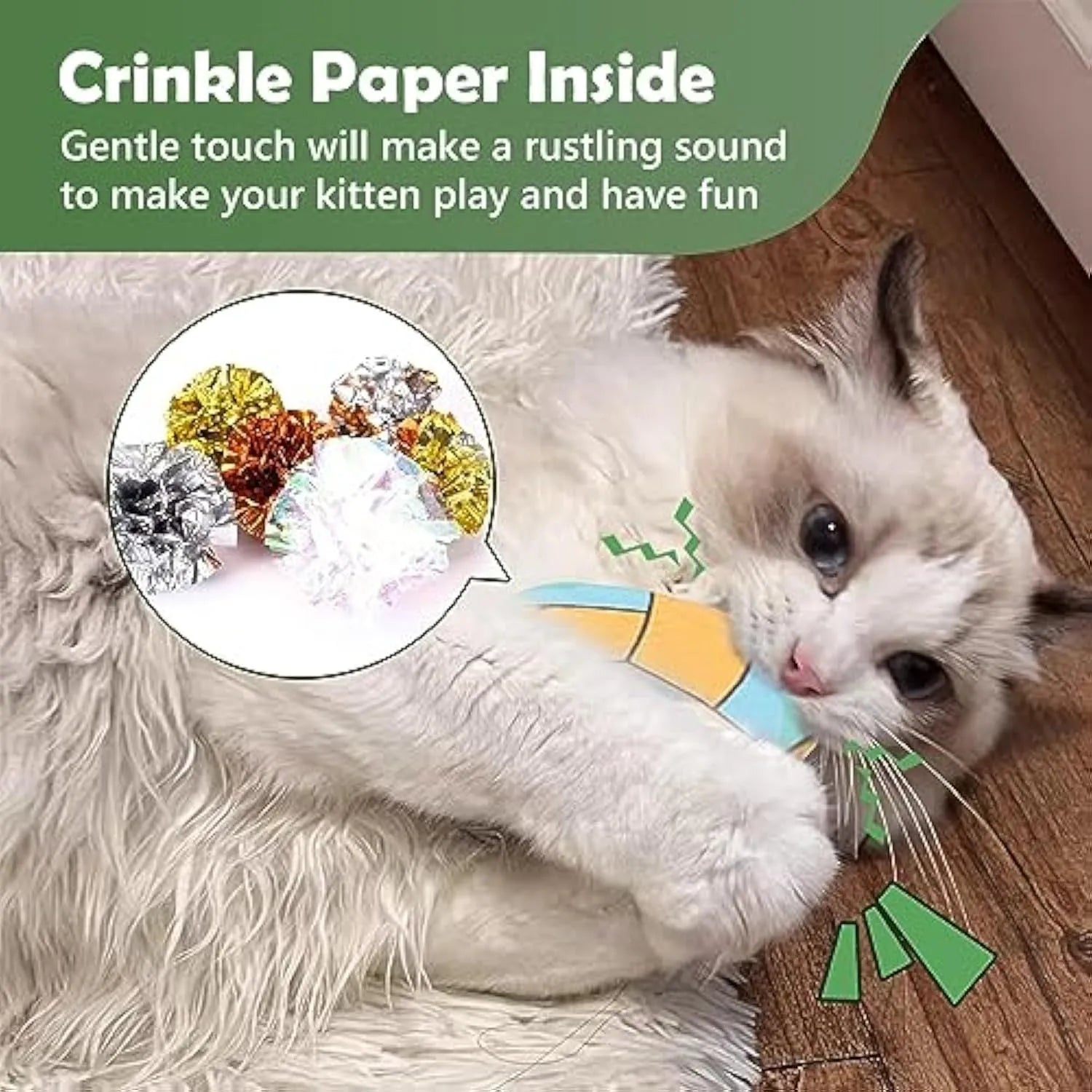 Plush cat flying disc toy with sports ball pattern, containing catnip and crinkle sound for indoor cats