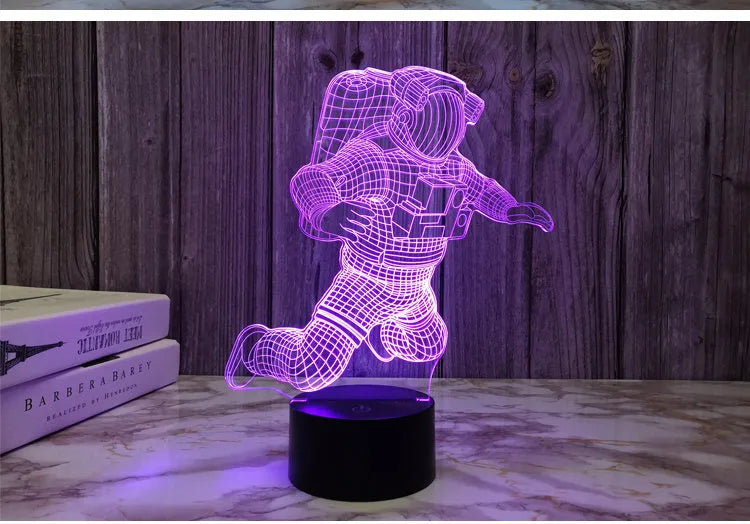 Small astronaut 3D night light with USB plug-in LED, space-themed design, touch or remote control option