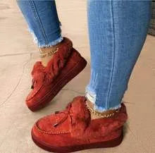 Cotton casual shoes with velvet lining and rubber anti-slip soles in round toe design