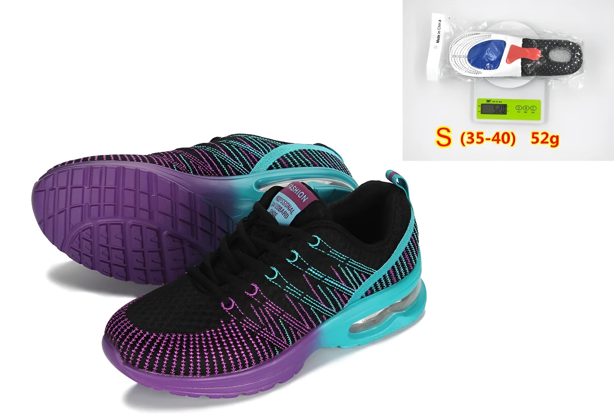 Women's casual running shoes with lace-up front, mesh lining, and flat heel in black