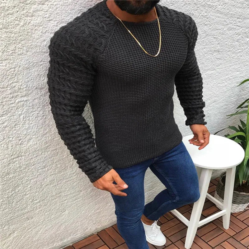 Men pullover sweater in grey, 90% acrylic, high temperature set, casual winter wear