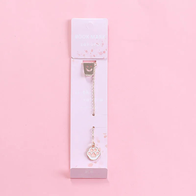 Metal bookmark with cartoon pendant in choice of animal and object designs