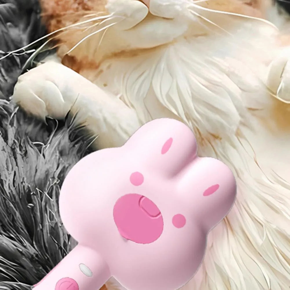 Rechargeable cat steam brush grooming tool with hot steam function and cartoon design