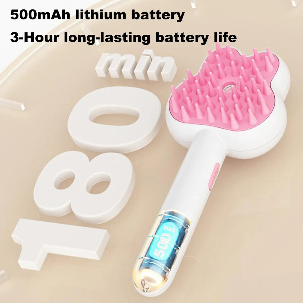 Rechargeable cat steam brush grooming tool with hot steam function and cartoon design