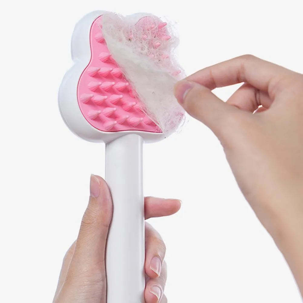 Rechargeable cat steam brush grooming tool with hot steam function and cartoon design