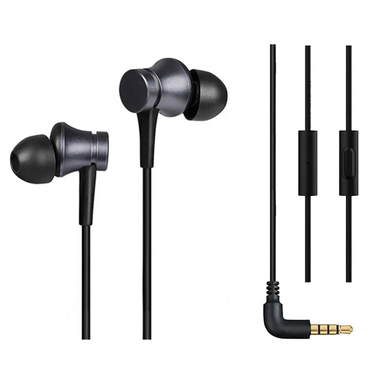 Piston in-ear wired headphones with 3.5mm jack in black, blue and red colour options