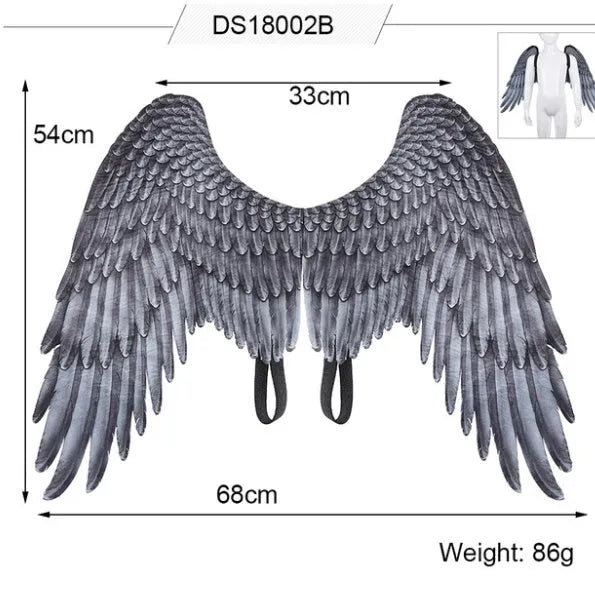 3D angel wings in non-woven fabric, white colour, for kids Halloween costume with elastic shoulder straps