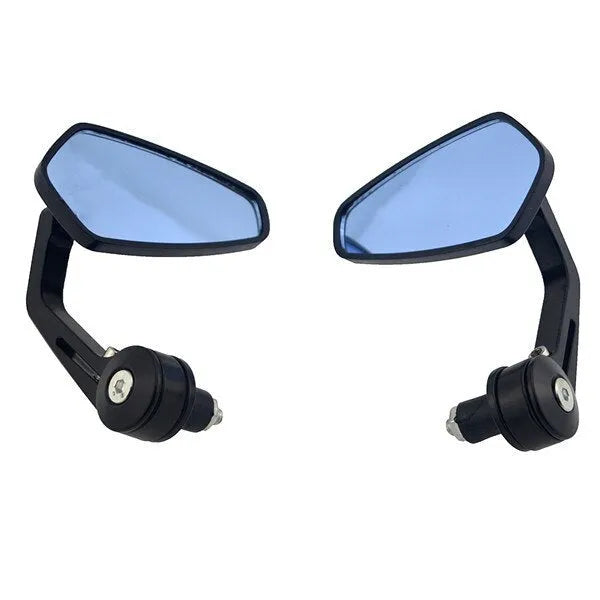 Motorcycle refitting rearview mirror with aluminium alloy body and blue glass on handlebars