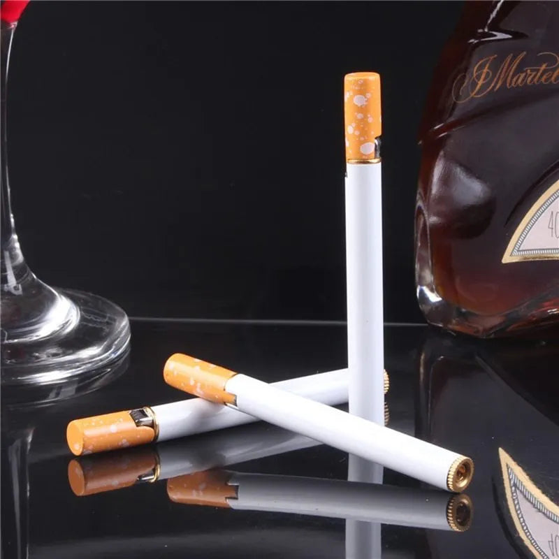 Creative mini cigarette-shaped metal lighter in 1:1 size with real cigarette, refillable kerosene design
