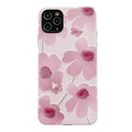 Pink flower phone case for iPhone with Japanese Korean design and soft rubber protective shell