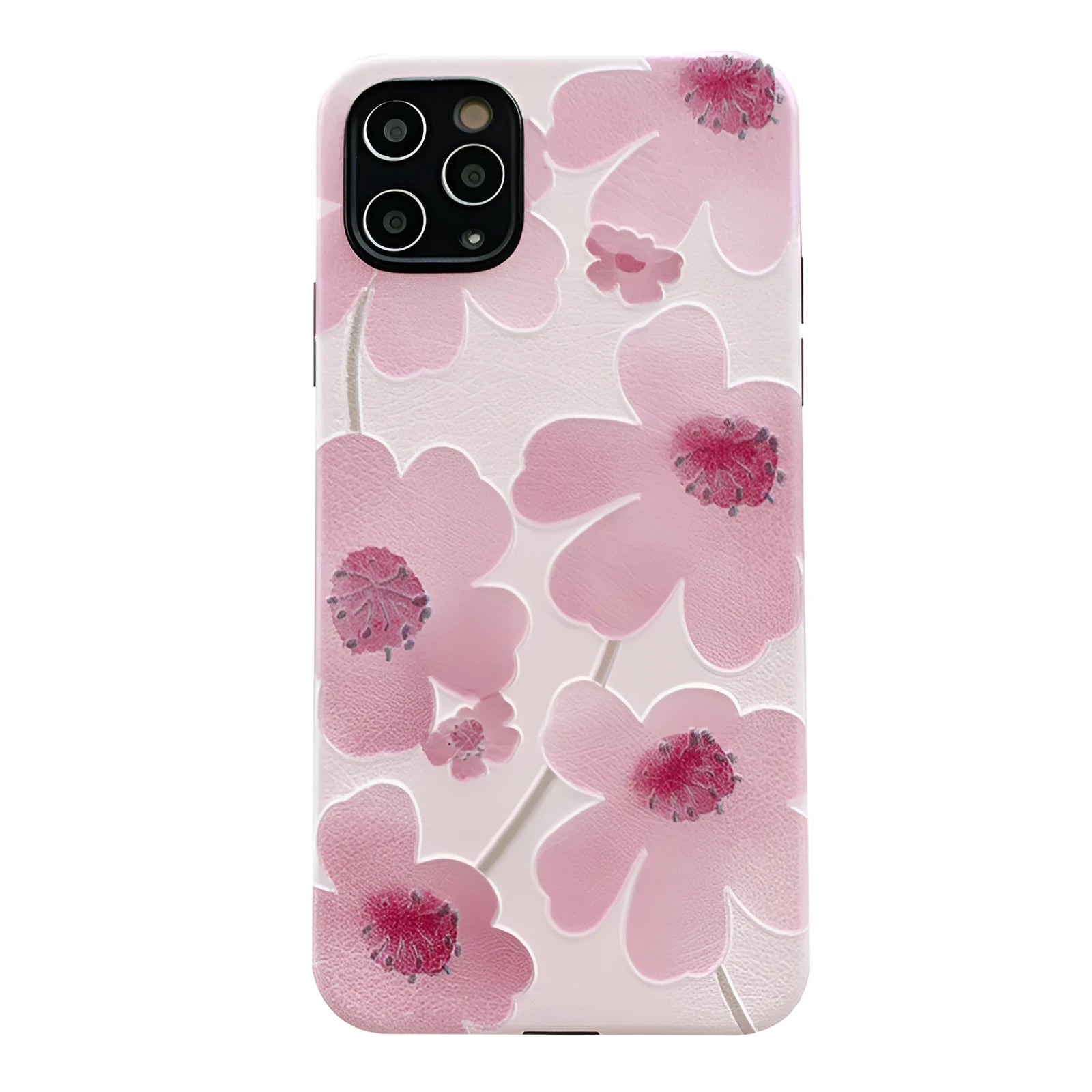 Pink flower phone case for iPhone with Japanese Korean design and soft rubber protective shell