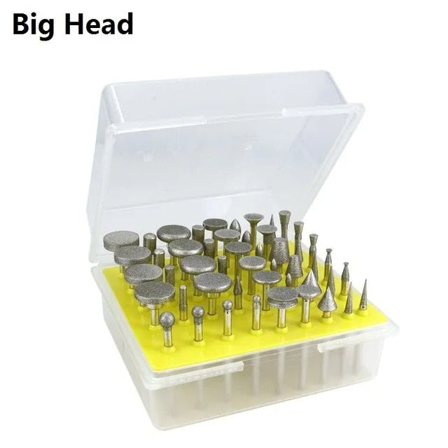 Elliptical cone emery grinding head with 3mm shank for glass and stone work