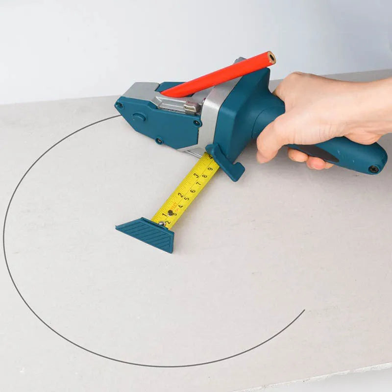 Blue multifunctional woodworking cutter with aluminium alloy and TPR plastic handle, one-press lock, and precise scale