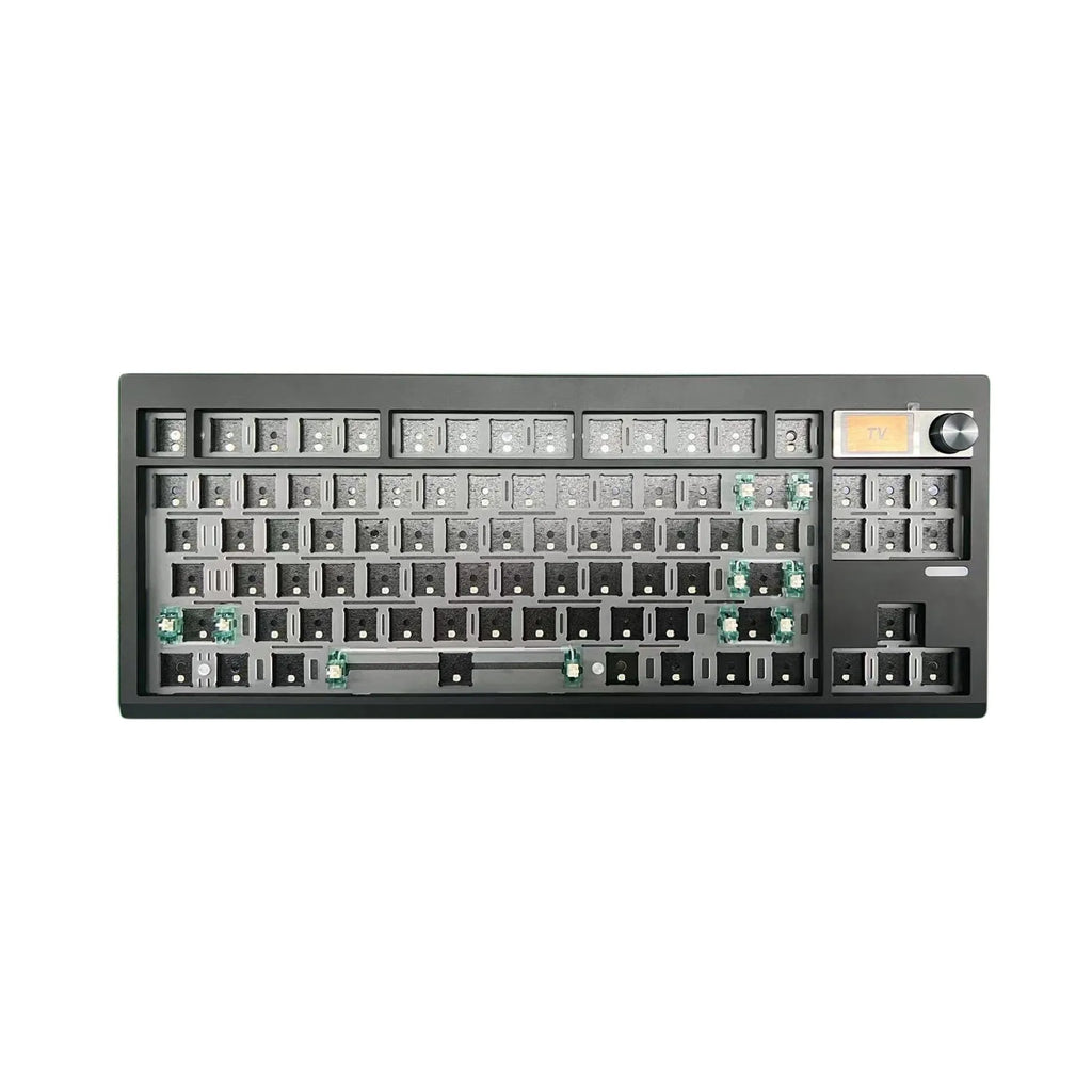 DIY mechanical keyboard kit with rotary knob and RGB backlight in compact ABS case