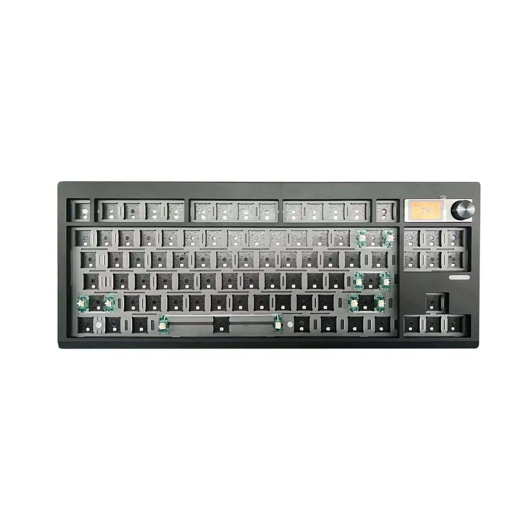DIY mechanical keyboard kit with rotary knob and RGB backlight in compact ABS case