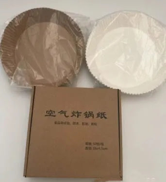 Pack of 50 round white disposable paper liners for air fryers and ovens