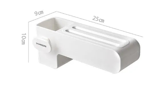White plastic wall-mounted kitchen knife rack for utensil storage