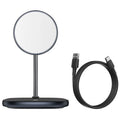 Swan magnetic wireless charging stand for iPhone 12 in black or white colour with Type-C cable