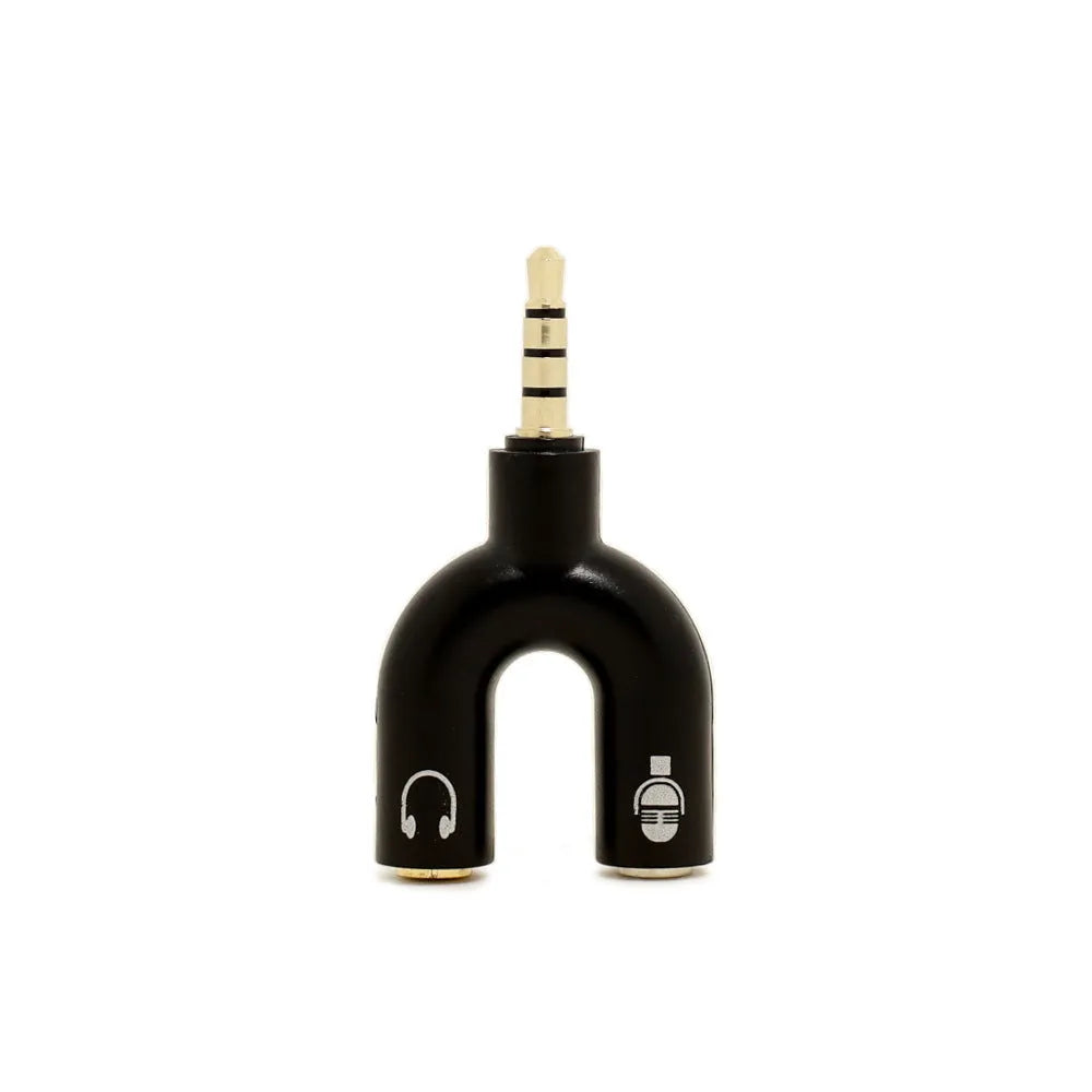 3.5mm audio splitter adapter with gold-plated connections in six colour options