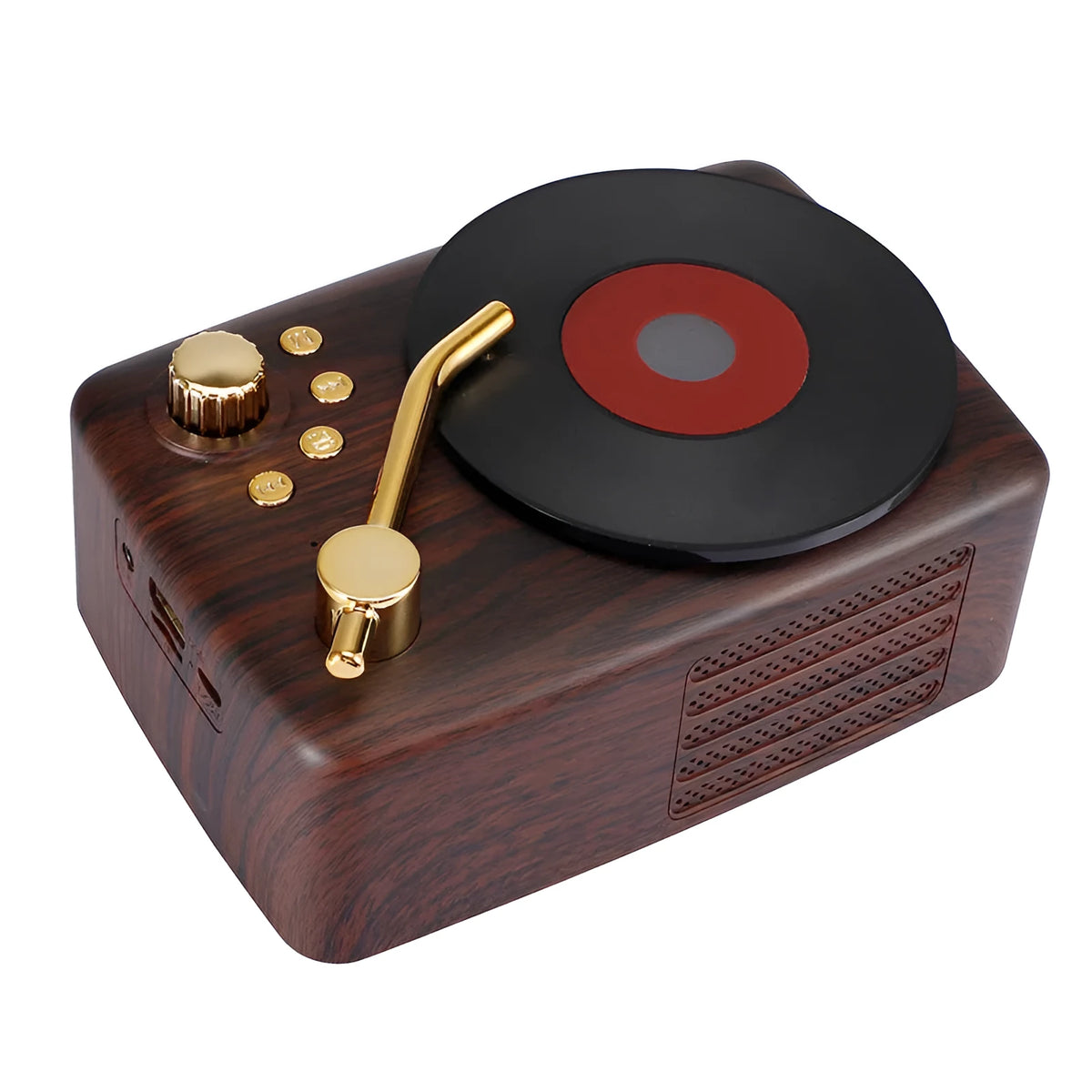 T12 portable record player in Black, Bronze, and Red colour options with Bluetooth 5.0