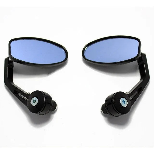 Motorcycle refitting rearview mirror with aluminium alloy body and blue glass on handlebars