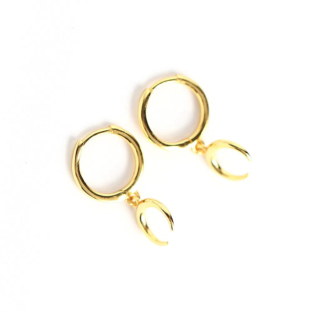 S925 sterling silver crescent moon earrings polished finish gold colour and white gold colour options
