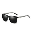 Vintage sunglasses with TAC lenses, aluminium magnesium frame and UV400 rating, shown in black