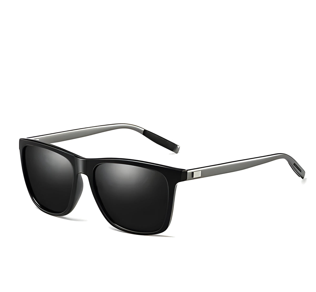 Vintage sunglasses with TAC lenses, aluminium magnesium frame and UV400 rating, shown in black